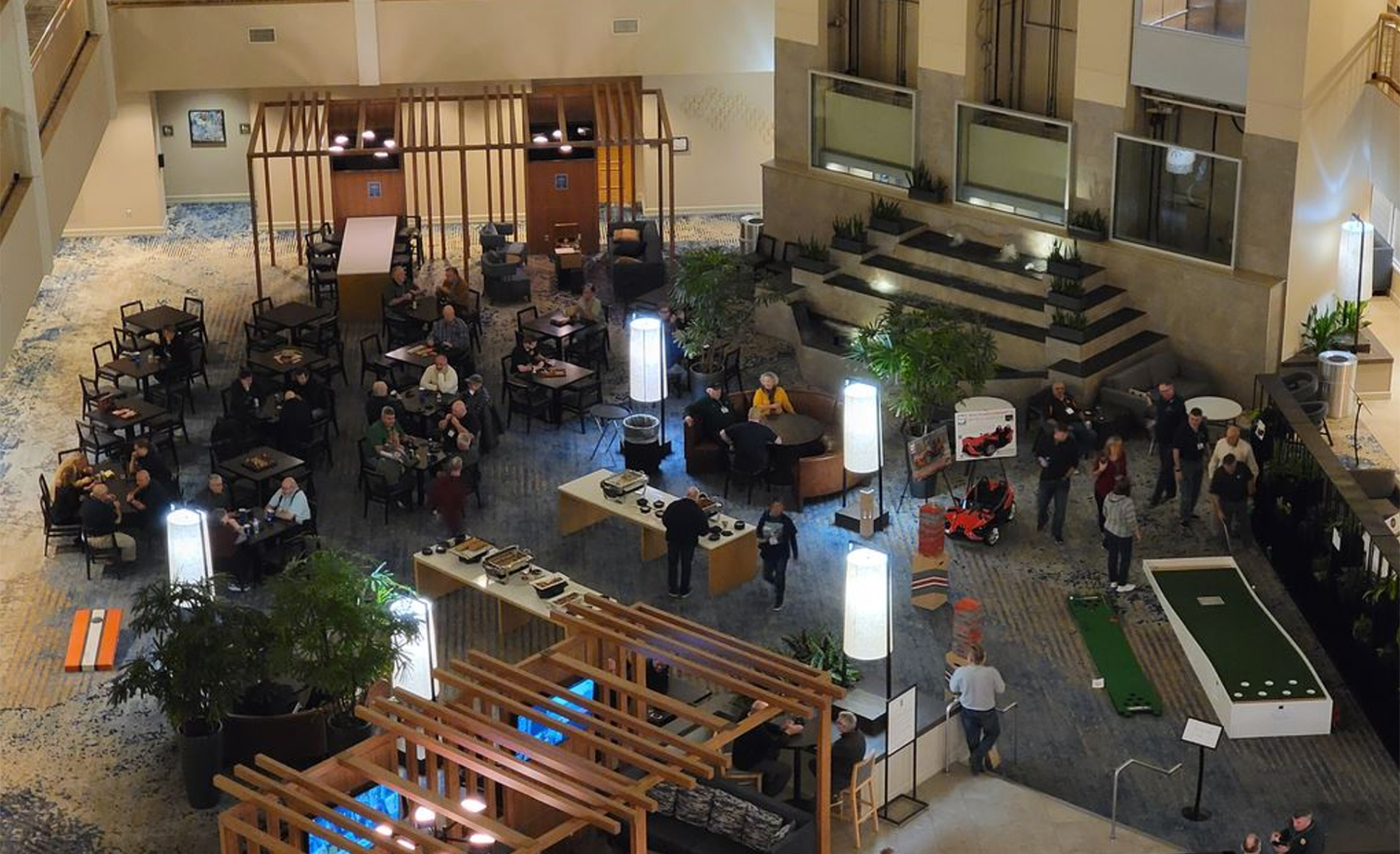 Lobby of Embassy Suites in downtown Dublin, Ohio.