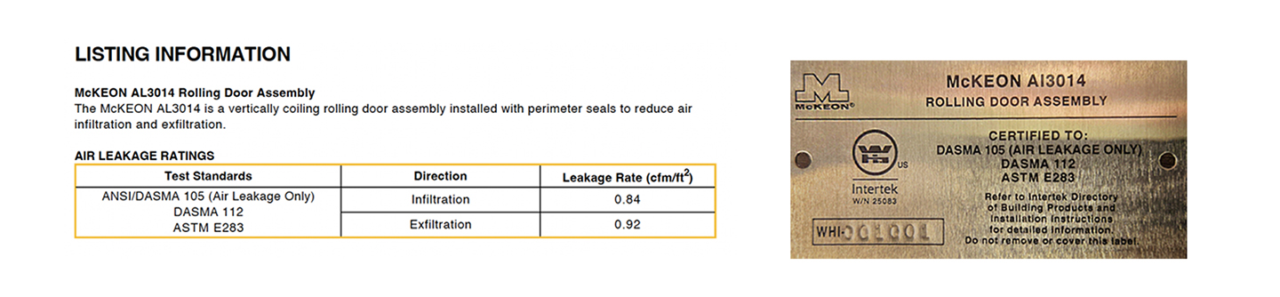 Listing-Certification_AirLeakage-2 | McKEON